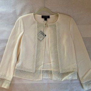 St. John Cream Sequined Cardigan